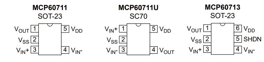 Mechanical Drawing - Microchip Technology MCP60711/1U/3 10MHz Precision Op Amps